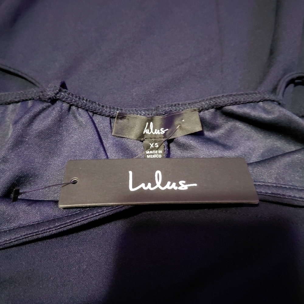 Lulus Sweetest Admirer Navy Blue Ruched Surplice Maxi Dress Size XS NWT - Picture 9 of 11